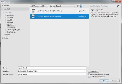 LightSwitch project templates in VS11 Beta