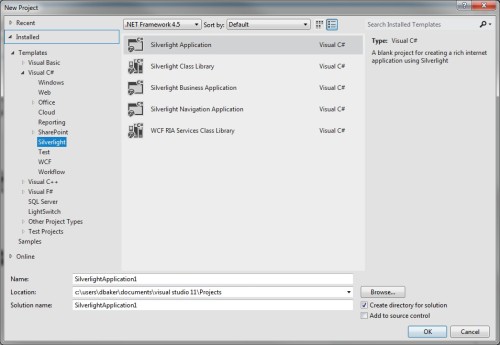 VS11 Beta Silverlight project templates