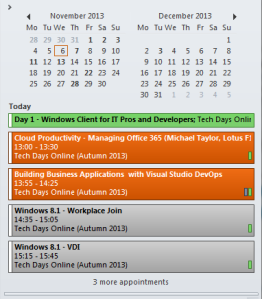 TechDays Session Calendar