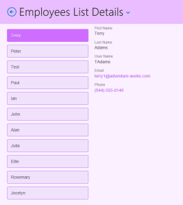Mobile List and Details template